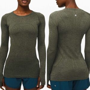 NEW Lululemon Swiftly Tech Long Sleeve Crew Barracks Green size 4
